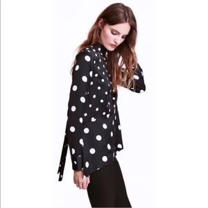 H&M Polka Dot black and white with neck tie size 2